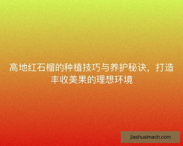 高地红石榴的种植技巧与养护秘诀，打造丰收美果的理想环境