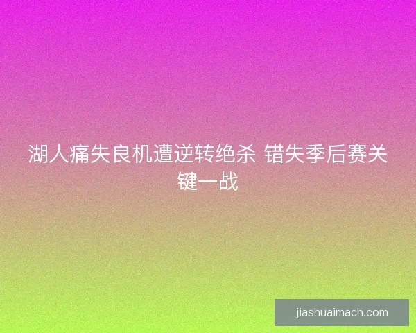 湖人痛失良机遭逆转绝杀 错失季后赛关键一战