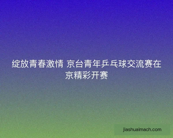 绽放青春激情 京台青年乒乓球交流赛在京精彩开赛