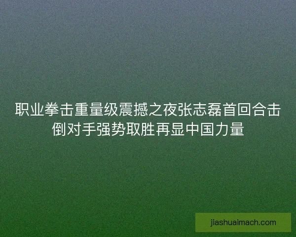 职业拳击重量级震撼之夜张志磊首回合击倒对手强势取胜再显中国力量