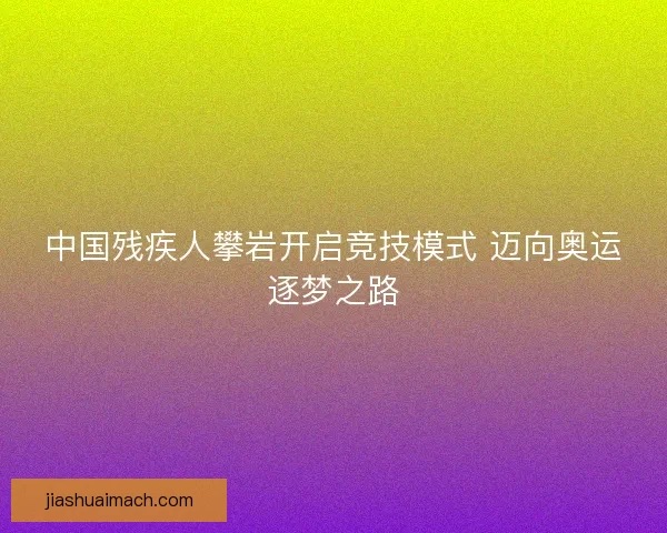 中国残疾人攀岩开启竞技模式 迈向奥运逐梦之路