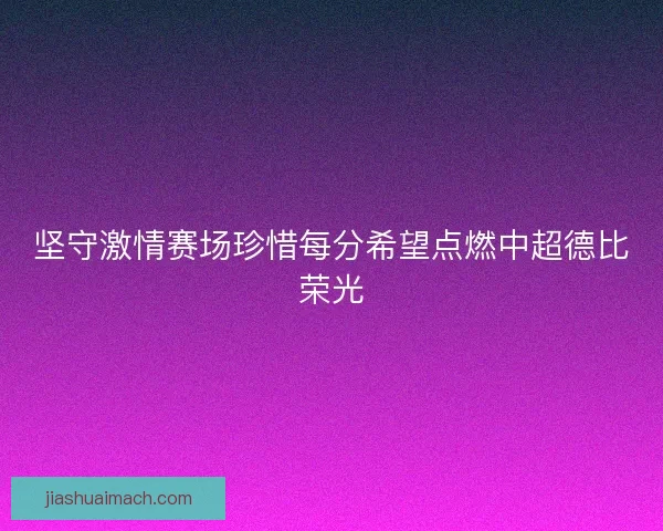 坚守激情赛场珍惜每分希望点燃中超德比荣光