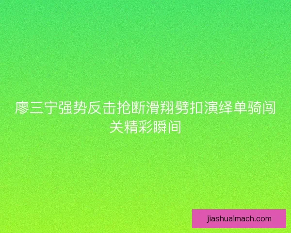 廖三宁强势反击抢断滑翔劈扣演绎单骑闯关精彩瞬间
